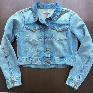 BCBGeneration Denim Cropped Medium Wash Denim Jacket Size Small